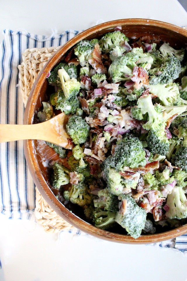 Broccoli And Bacon Salad
 Broccoli Salad with Bacon Walnuts Raisin and Greek Yogurt