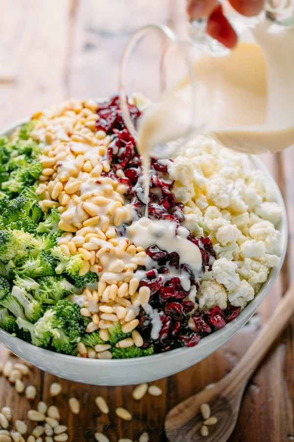 Broccoli And Cauliflower Salad
 Broccoli Cauliflower Salad with Creamy Honey Lemon Dressing