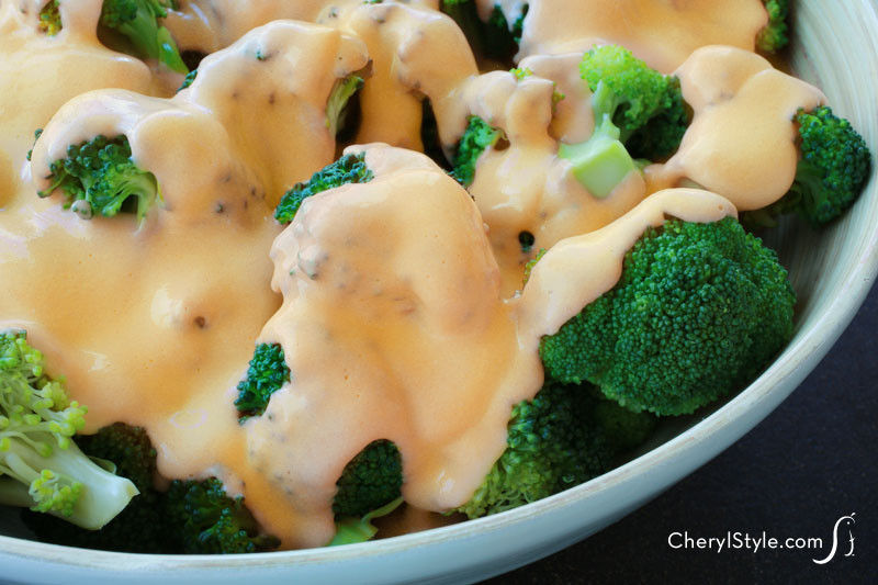 Broccoli And Cheese Sauce
 Steamed broccoli with cheese sauce Everyday Dishes