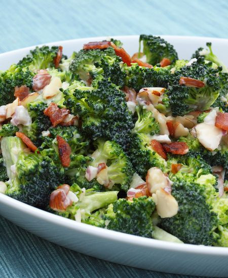 Broccoli Bacon Salad
 Creamy Broccoli Salad with Bacon Cheddar & Almonds