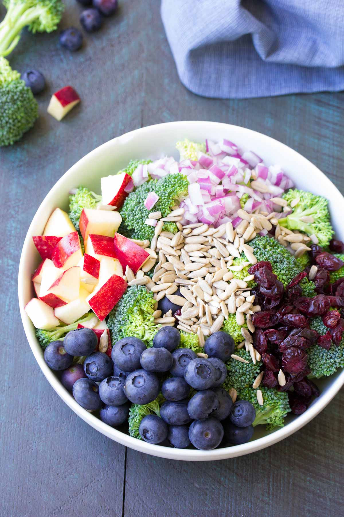 Broccoli Salad No Mayo
 No Mayo Broccoli Salad with Blueberries and Apple