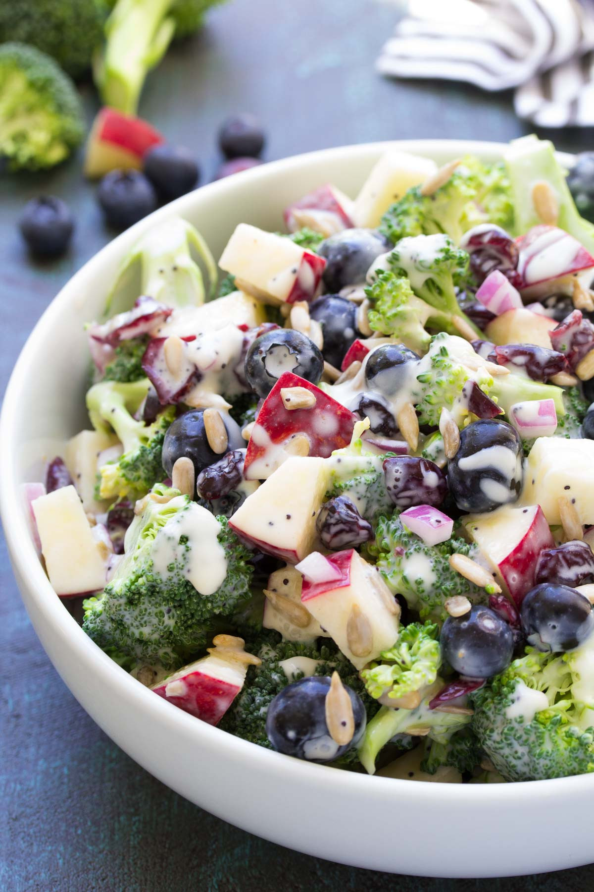 Broccoli Salad No Mayo
 No Mayo Broccoli Salad with Blueberries and Apple