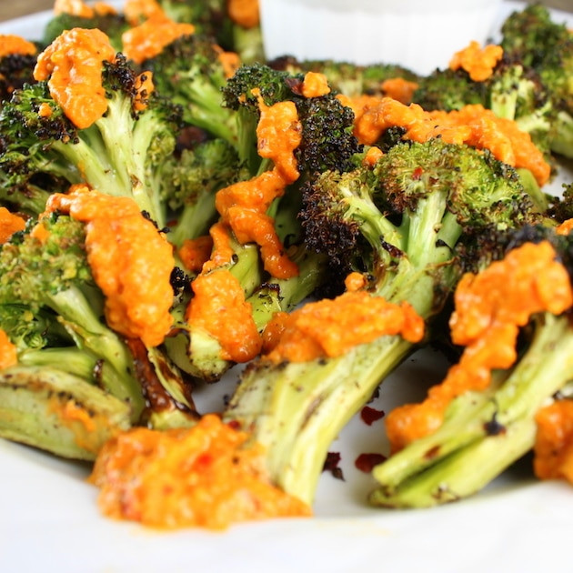 Broccoli With Garlic Sauce
 Grilled Broccoli with Garlic Roasted Red Pepper Sauce