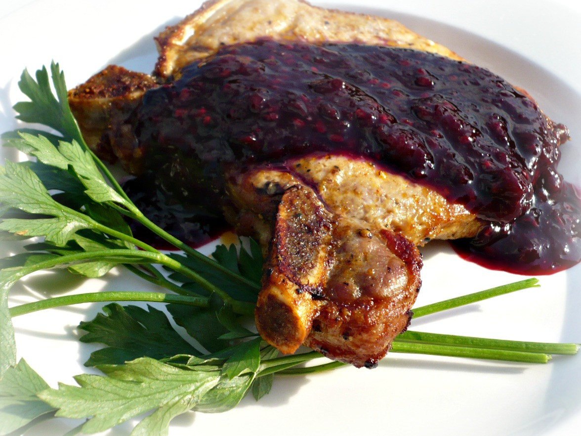 Broiled Pork Chops
 Broiled Pork Chops with Boysenberry Sauce