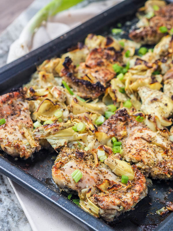 Broiling Chicken Thighs
 4 Ingre nt Artichoke and Garlic Broiled Chicken Thighs