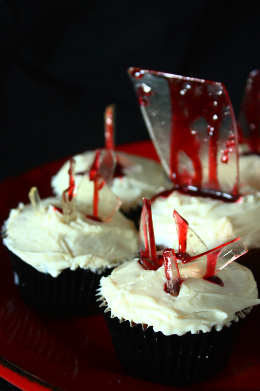 Broken Glass Cupcakes
 coconutandchartreuse Bloody Broken Glass Cupcakes