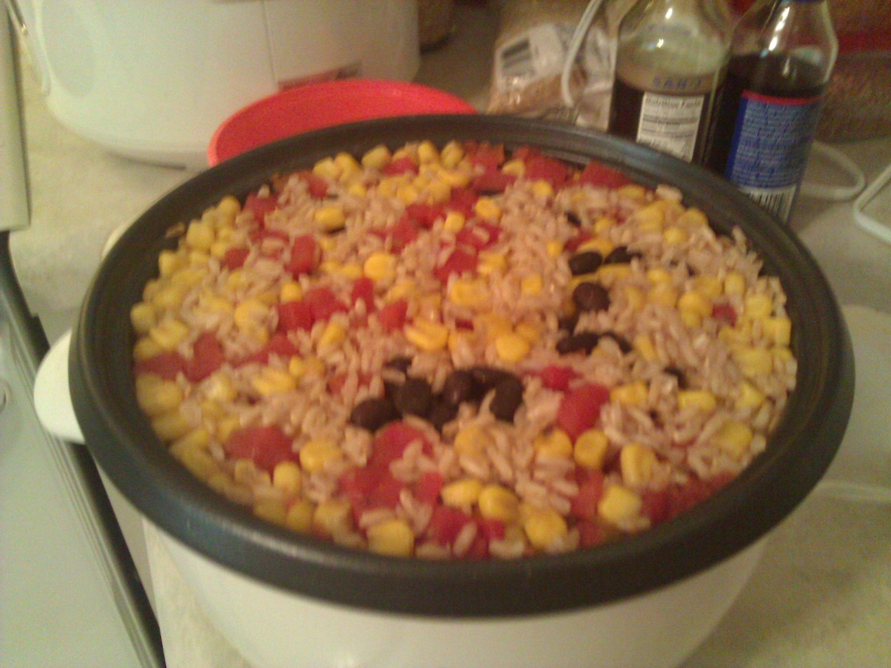 Brown Rice And Black Beans
 Rice Cooker Brown Rice with Black Beans Tomatoes and Corn