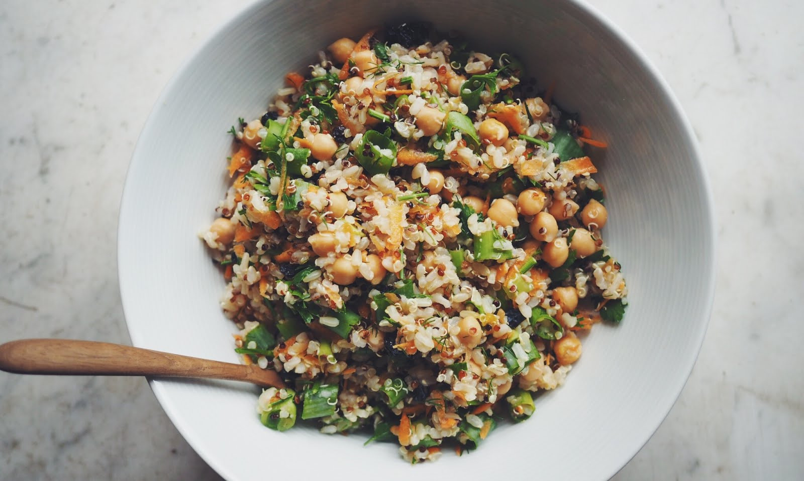 Brown Rice And Quinoa
 Middle Eastern inspired brown rice quinoa & chickpea