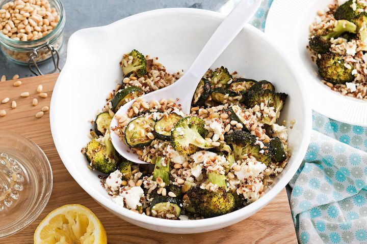 Brown Rice And Quinoa
 Roasted broccoli salad with brown rice and quinoa