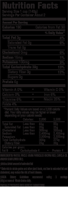 Brown Rice Nutrition Facts
 Instant Microwavable Whole Grain Brown Rice