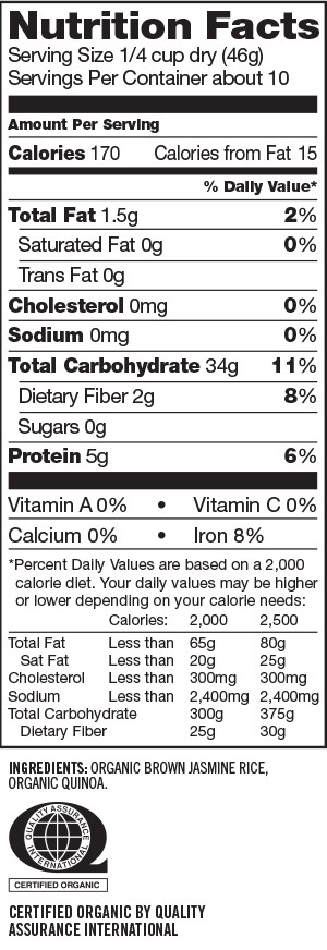 Brown Rice Nutrition Facts
 Wild Oats Marketplace Organic Quinoa & Brown Rice Blend