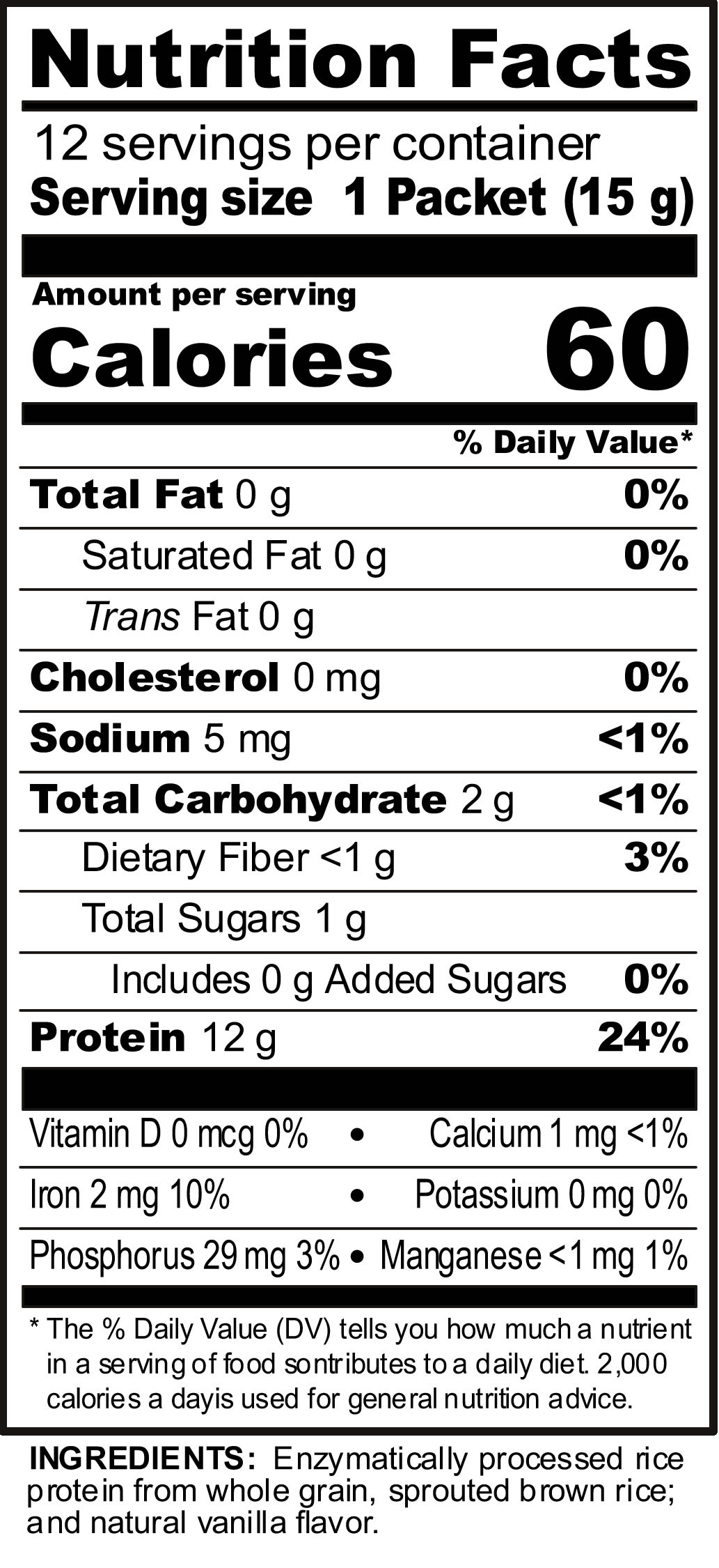 Brown Rice Nutrition Facts
 NutriBiotic Rice Protein Vanilla 53 oz pkts 12 box