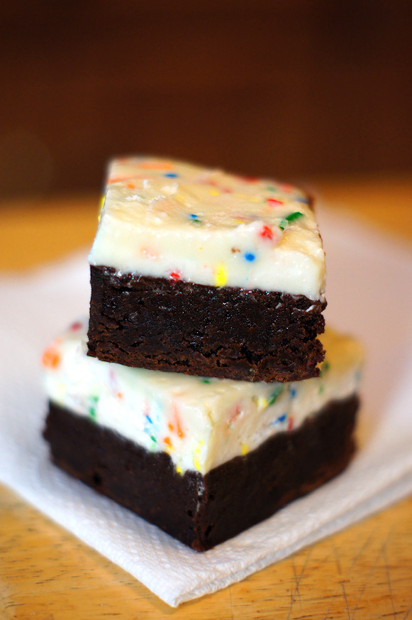 Brownies From Cake Mix
 Fudge Brownies with Cake Batter Frosting AKA ColdStone