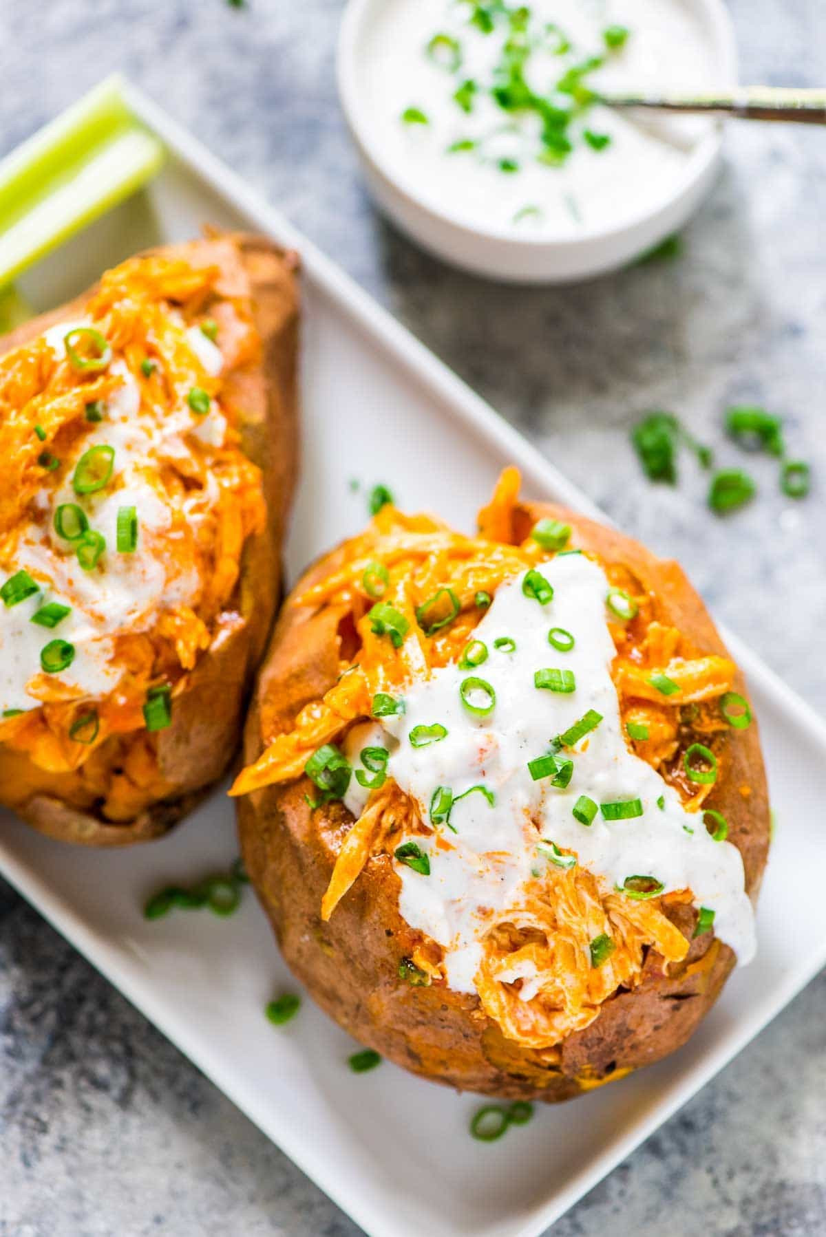 Buffalo Chicken Recipes
 Healthy Slow Cooker Buffalo Chicken Stuffed Sweet Potatoes