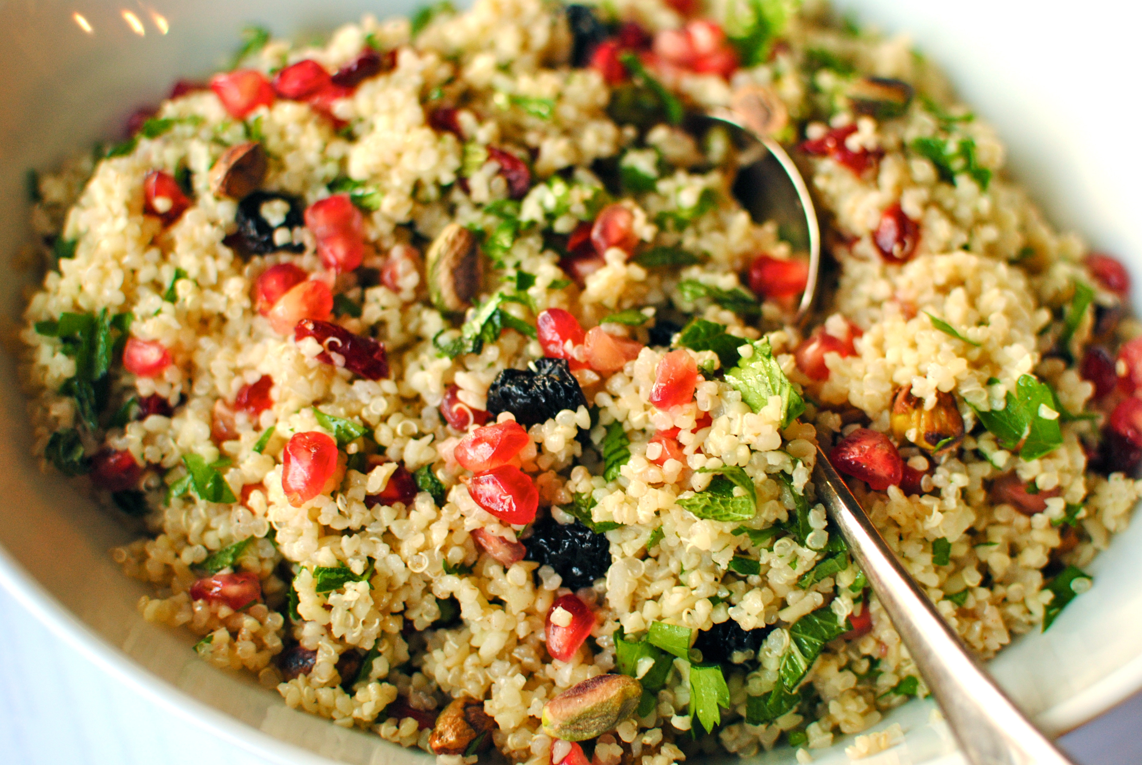 Bulgur Wheat Salads
 Pomegranate Pistachio and Sour Cherry Bulgur Wheat Salad