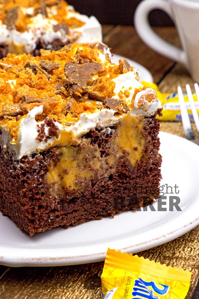 Butterfinger Poke Cake
 Chocolate Butterfinger Poke Cake The Midnight Baker