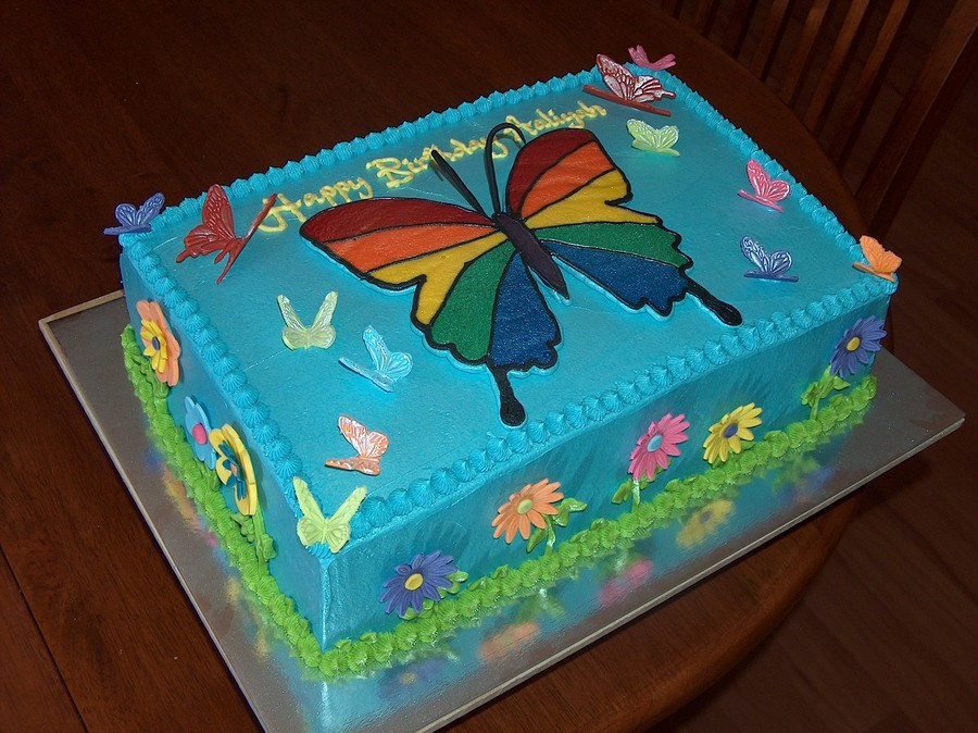 Butterfly Birthday Cake
 Rainbow Butterfly Birthday Cake CakeCentral