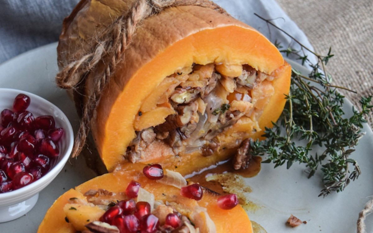 Butternut Squash Recipes Vegan
 Pecan Stuffed Butternut Squash [Vegan Gluten Free] e