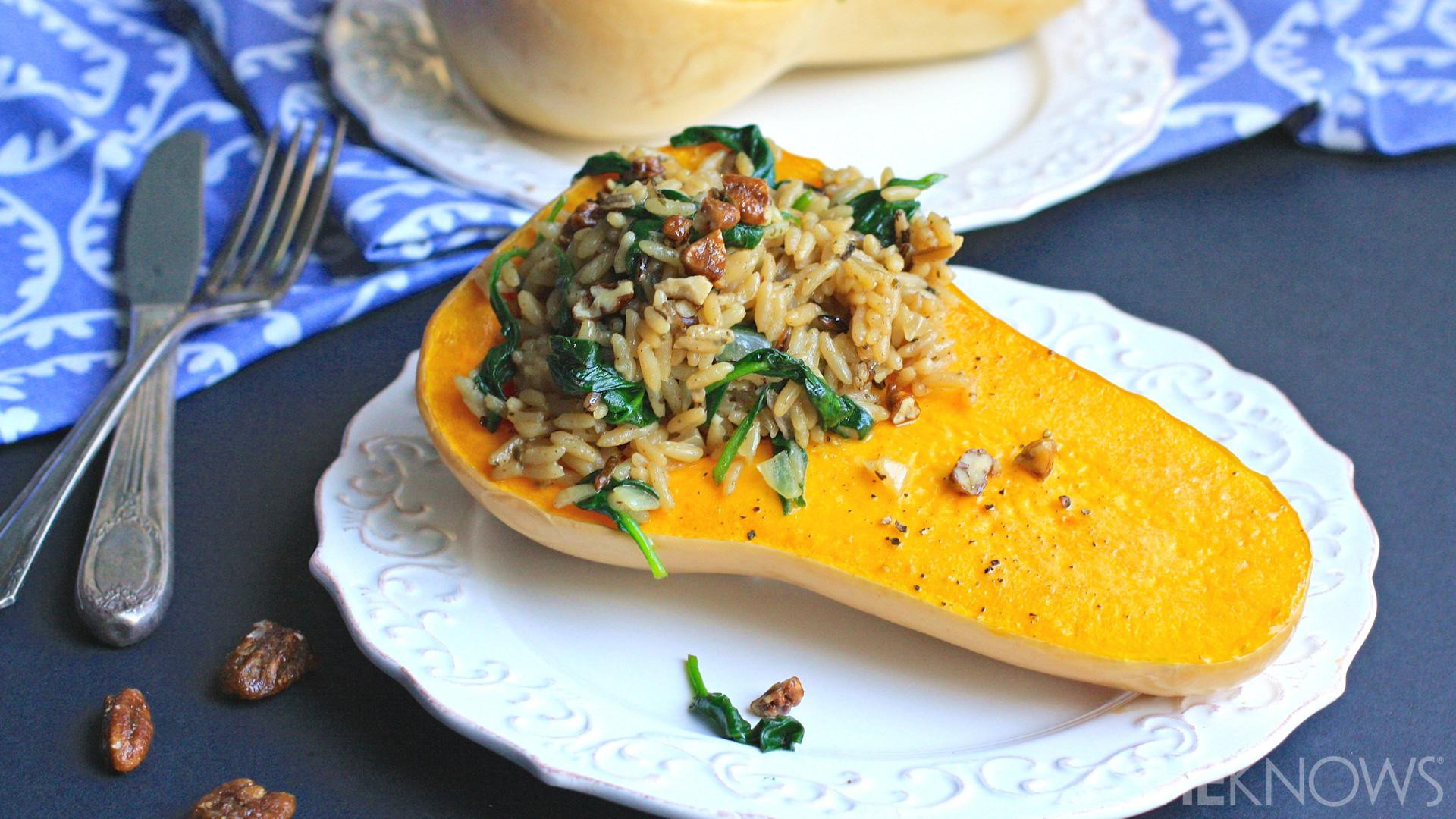 Butternut Squash Recipes Vegan
 Vegan brown rice and spinach stuffed butternut squash