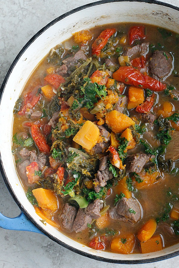 Butternut Squash Stew
 Butternut Squash and Kale Beef Stew Belle Vie