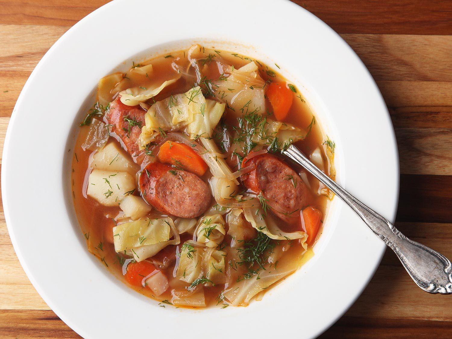 Cabbage And Potato Soup
 Polish Potato Kielbasa and Cabbage Soup Kapusniak