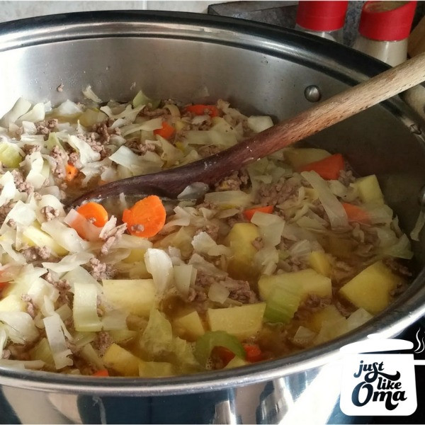 Cabbage Potato Soup
 Oma s Potato and Cabbage Soup made Just like Oma ️