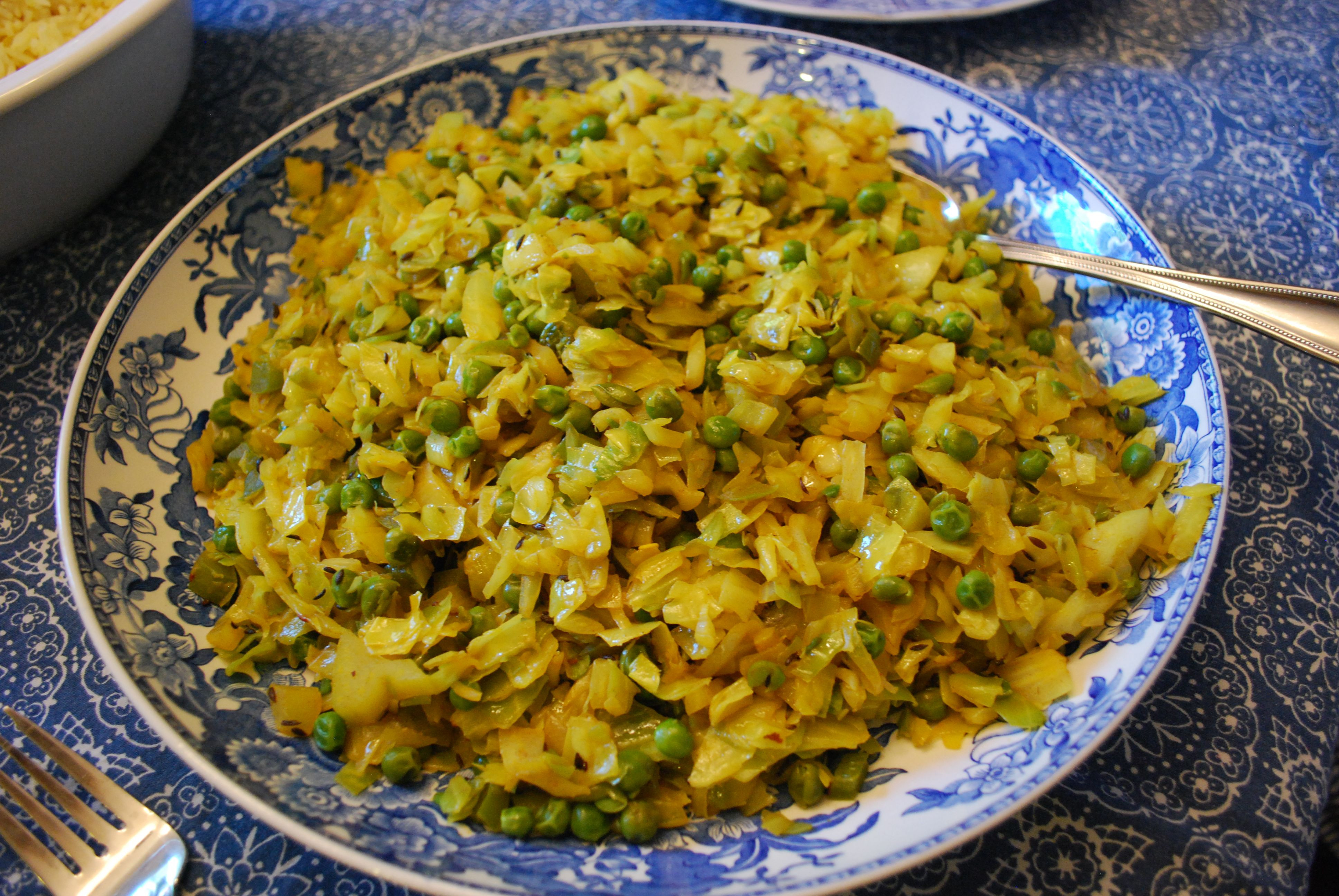 Cabbage Recipes Indian
 Indian Cabbage with peppers and peas