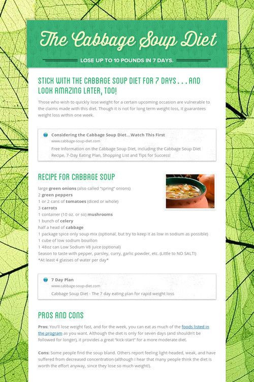 Cabbage Soup Diet Plan
 11 best Fad Diets images on Pinterest