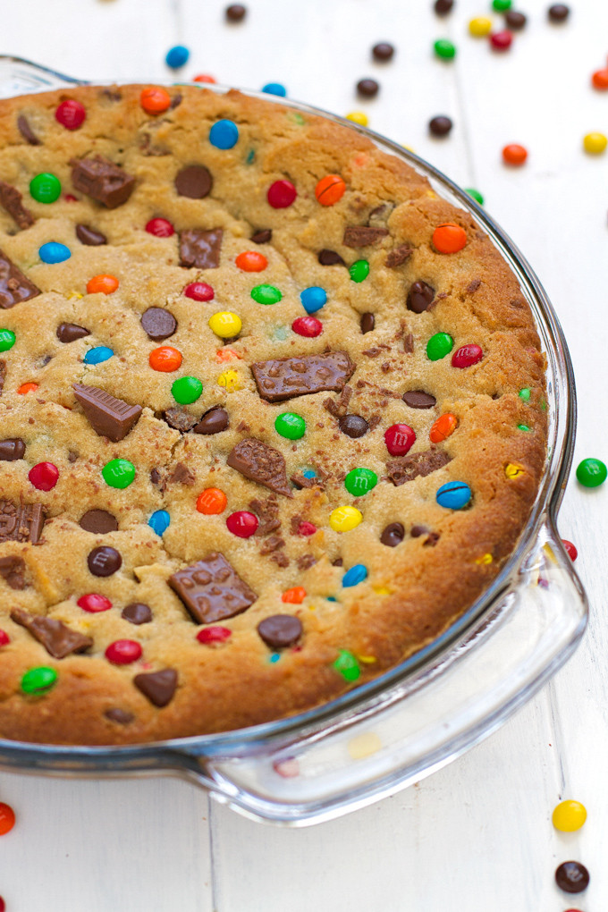 Cake Cookie Recipe
 Loaded Chewy Chocolate Chip M&M Cookie Cake Recipe
