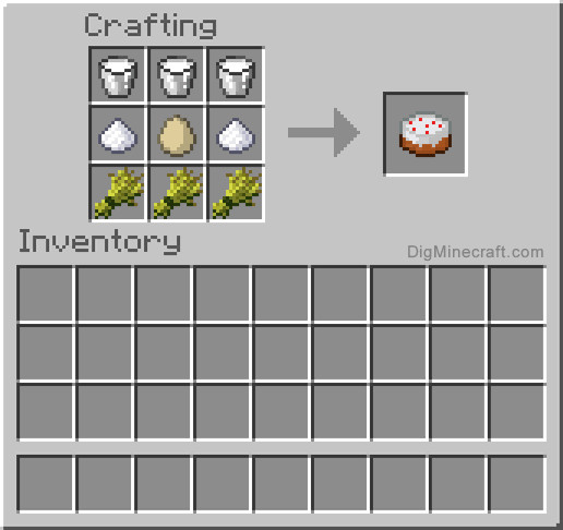 Cake Crafting Recipe
 How to make a Cake in Minecraft