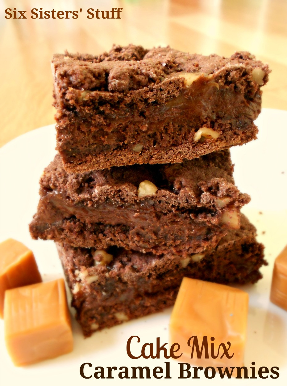 Cake Mix Brownies
 Cake Mix Caramel Brownies Recipe Six Sisters Stuff