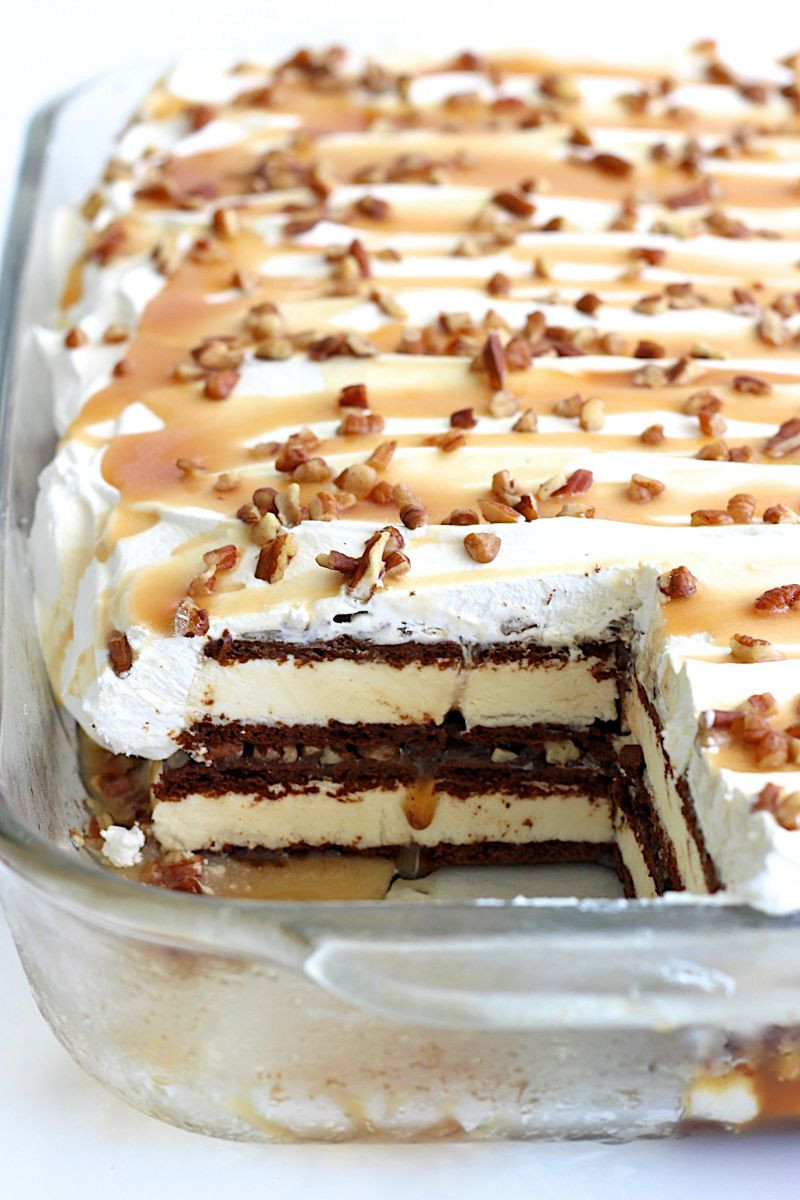 Cake Recipe Ideas
 Caramel Pecan Ice Cream Sandwich Cake