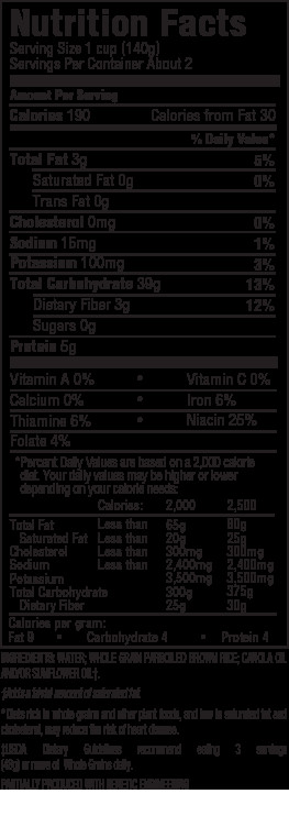 Calories Brown Rice
 Instant Microwavable Whole Grain Brown Rice