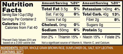 Calories Brown Rice
 Minute Nutritional Analysis We can help