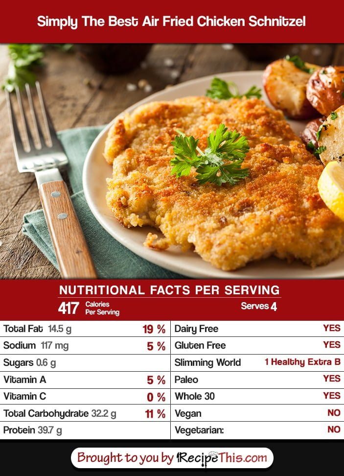 Calories In Fried Chicken
 Simply The Best Air Fried Chicken Schnitzel • Recipe This