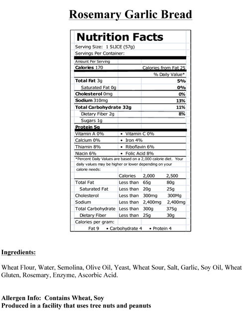 Calories In Garlic Bread
 Hy Vee Nutrition Bakery Nutrition Ftempo