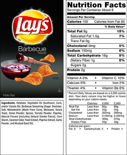 Calories In Potato Chips
 The gallery for Lays Potato Chips Nutrition Facts