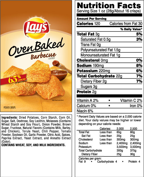 Calories In Potato Chips
 Nutritional Value Lays Baked Potato Chips Nutrition