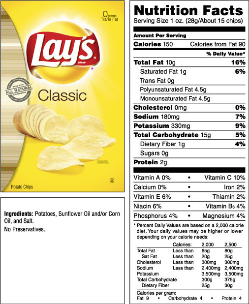 Calories In Potato Chips
 Lays Ripple Chips Nutrition Facts Nutrition Ftempo