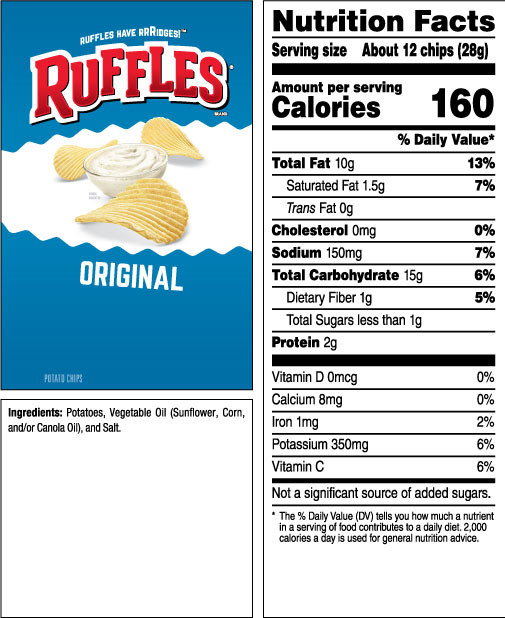 Calories In Potato Chips
 RUFFLES Original Potato Chips