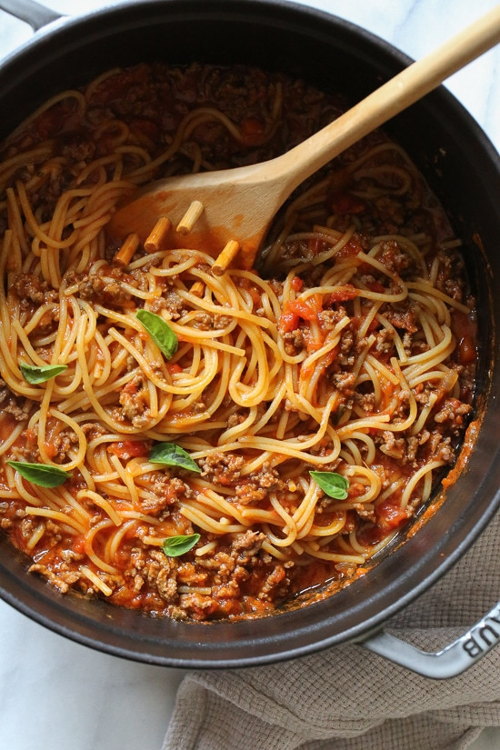 Calories In Spaghetti With Meat Sauce
 e Pot Spaghetti and Meat Sauce Stove Top