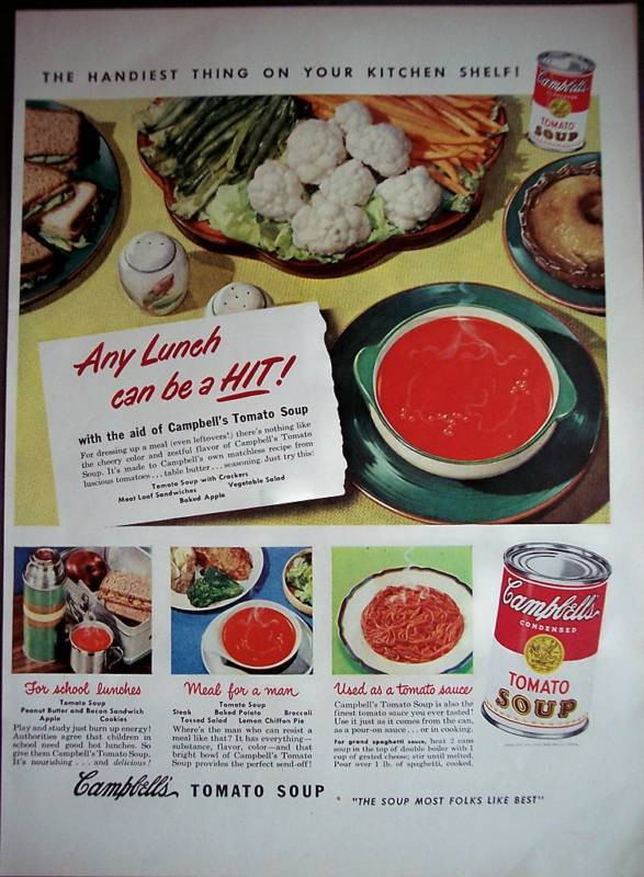 Campbell'S Tomato Soup Ingredients
 1950 Campbell s Tomato Soup recipe for sauce vintage ad