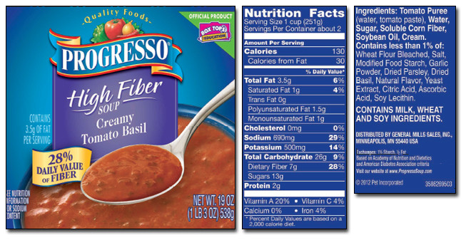 Campbell'S Tomato Soup Nutrition
 Progresso Product List