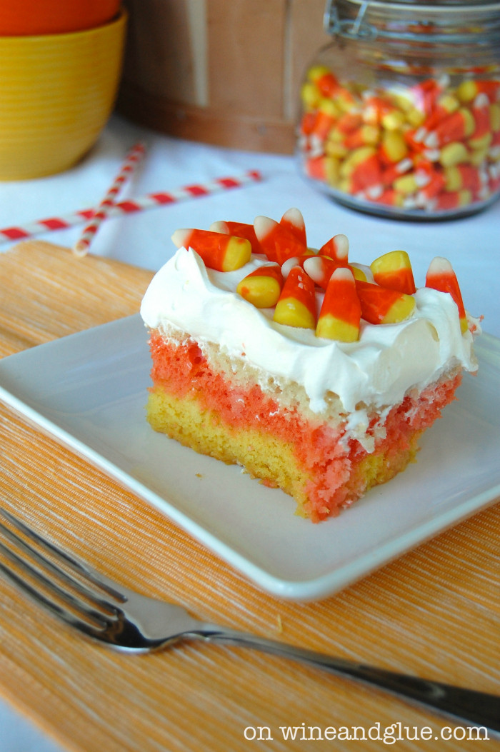 Candy Corn Cake
 Candy Corn Poke Cake Wine & Glue