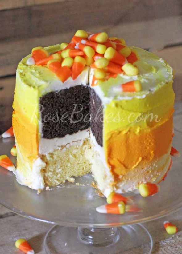 Candy Corn Cake
 How to Make an Easy Ombre Candy Corn Cake Rose Bakes