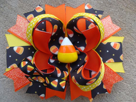 Candy Corn Stacked
 Candy Corn Halloween Boutique Stacked Hair Bow halloween hair