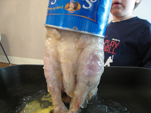 Canned Whole Chicken
 Who’s hungry for a whole chicken in a can then