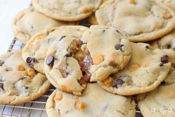 Caramel Chocolate Chip Cookies
 CARAMEL STUFFED CHOCOLATE CHIP COOKIES Butter with a