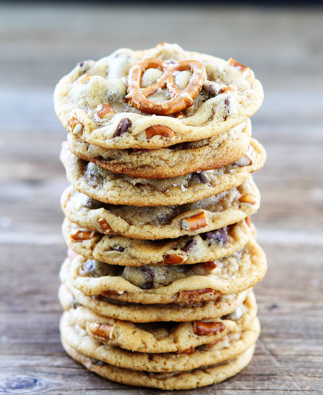 Caramel Chocolate Chip Cookies
 Salted Caramel Pretzel Chocolate Chip Cookies