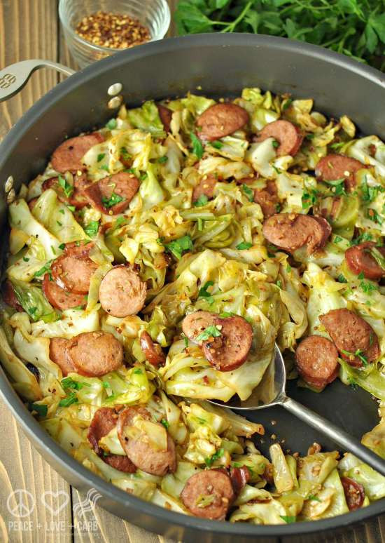 Carb Free Dinners
 Fried Cabbage with Kielbasa Low Carb Paleo Gluten Free
